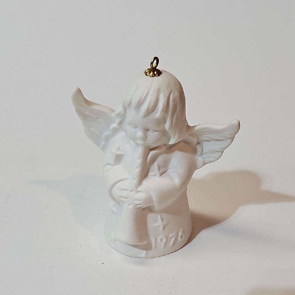 Goebel White Bisque Angel w/ Clarinet Bell Ornament